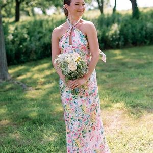 Cream Halter Neck Sleeveless Wedding Sundress